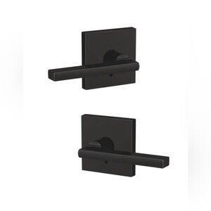Set of 2 Schlage Matte Black FC21 LAT 622 COL Collins Non-Turning Latitude Lever